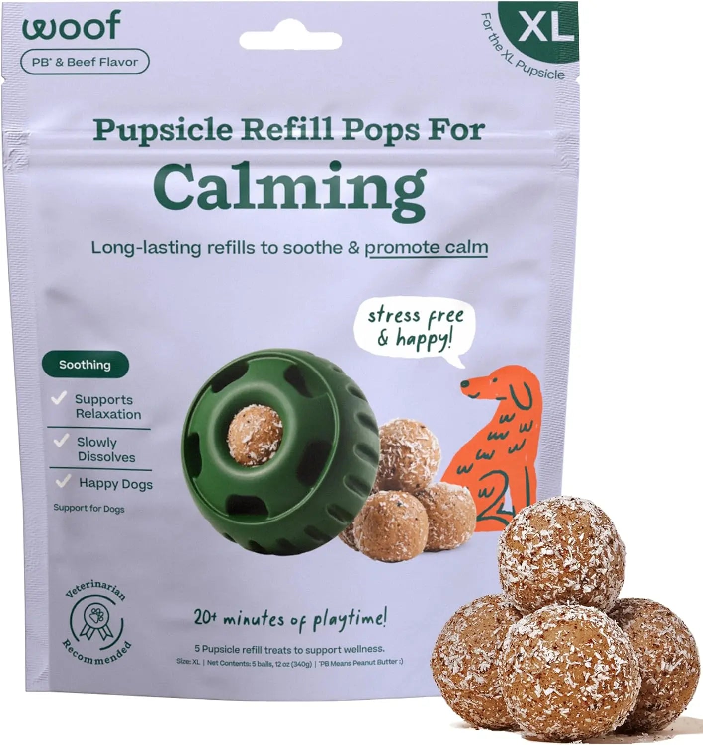 Woof Pet Calming Wellness Pops - Long Lasting Treats for the Pupsicle Woof Pet