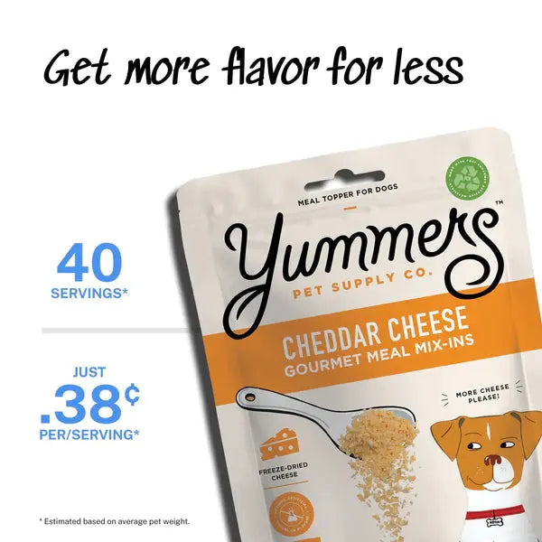 Yummers Freeze Dried Cheddar Cheese Gourmet Meal Mix in for Dogs Food Topper, 2.5 oz Yummers