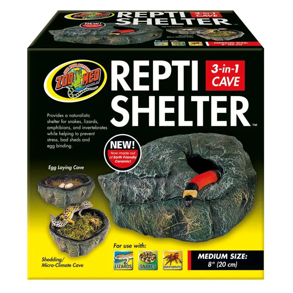 Zoo Med Repti Shelter 3-in-1 Cave Terrarium Hideaway Black Zoo Med Laboratories