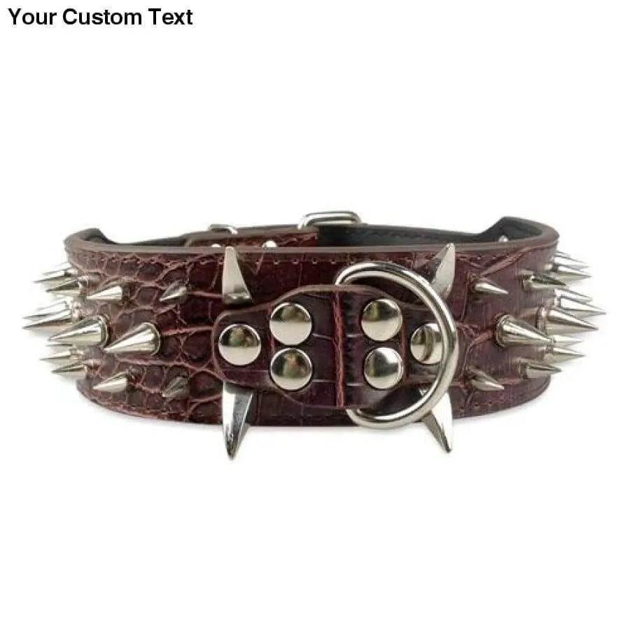 2" Wide Sharp Spiked Studded Leather Dog Collars Pitbull Bulldog Big Dog Collar Adjustable Talis Us