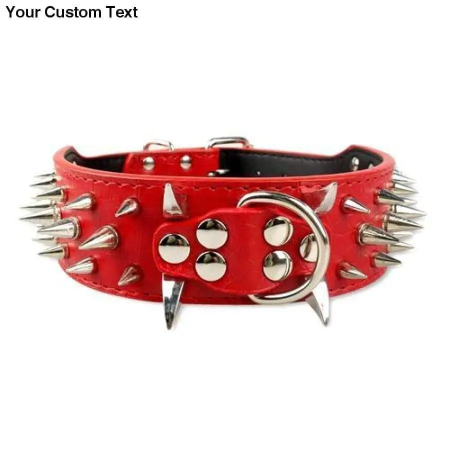 2" Wide Sharp Spiked Studded Leather Dog Collars Pitbull Bulldog Big Dog Collar Adjustable Talis Us