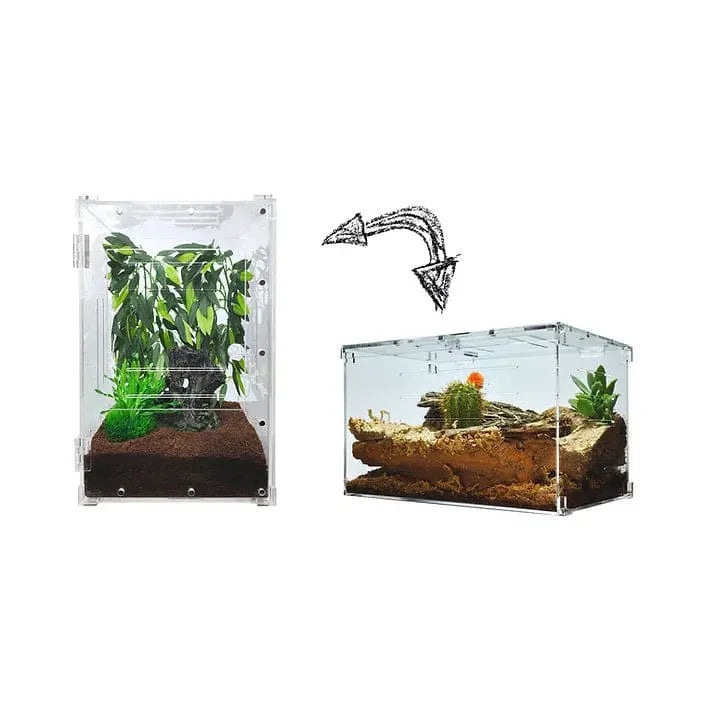 Acrylic Two Way Enclosure Large Transparent Reptile Breeding Box Terrarium Cage Tank for Reptiles, HerpCult