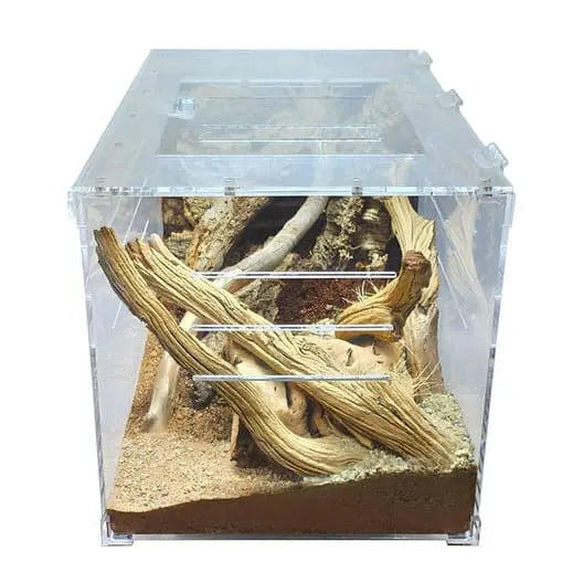 Acrylic Two-Way Enclosure XLarge Reptile Breeding Box Terrarium Cage Tank for Geckos, Chameleons, HerpCult