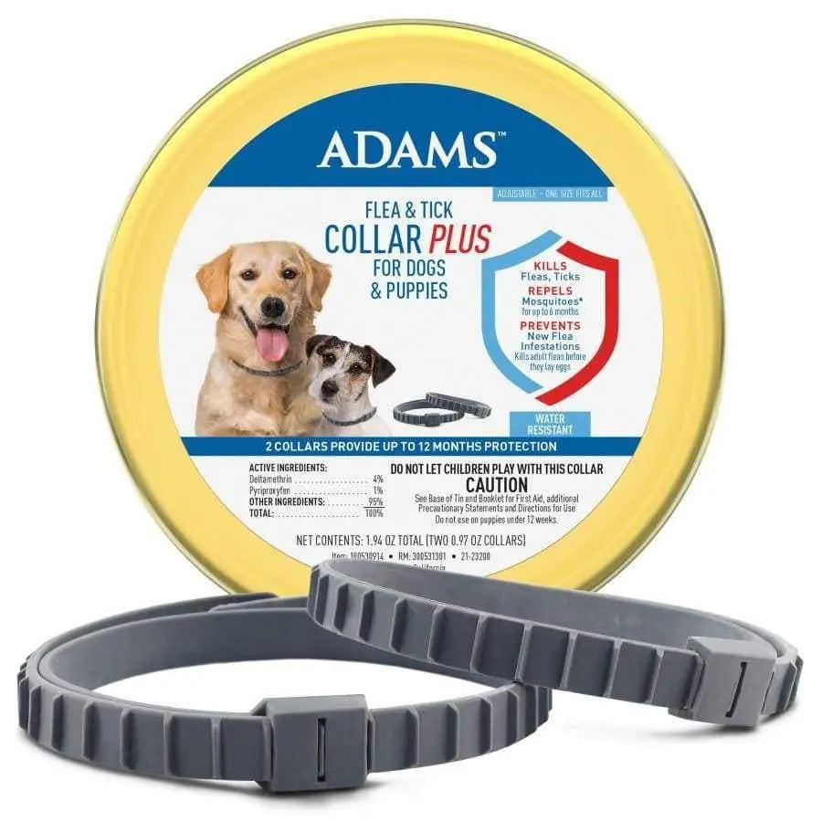 Adams Flea & Tick Collar Plus for Dogs & Puppies, 2 Pack One Size Adams