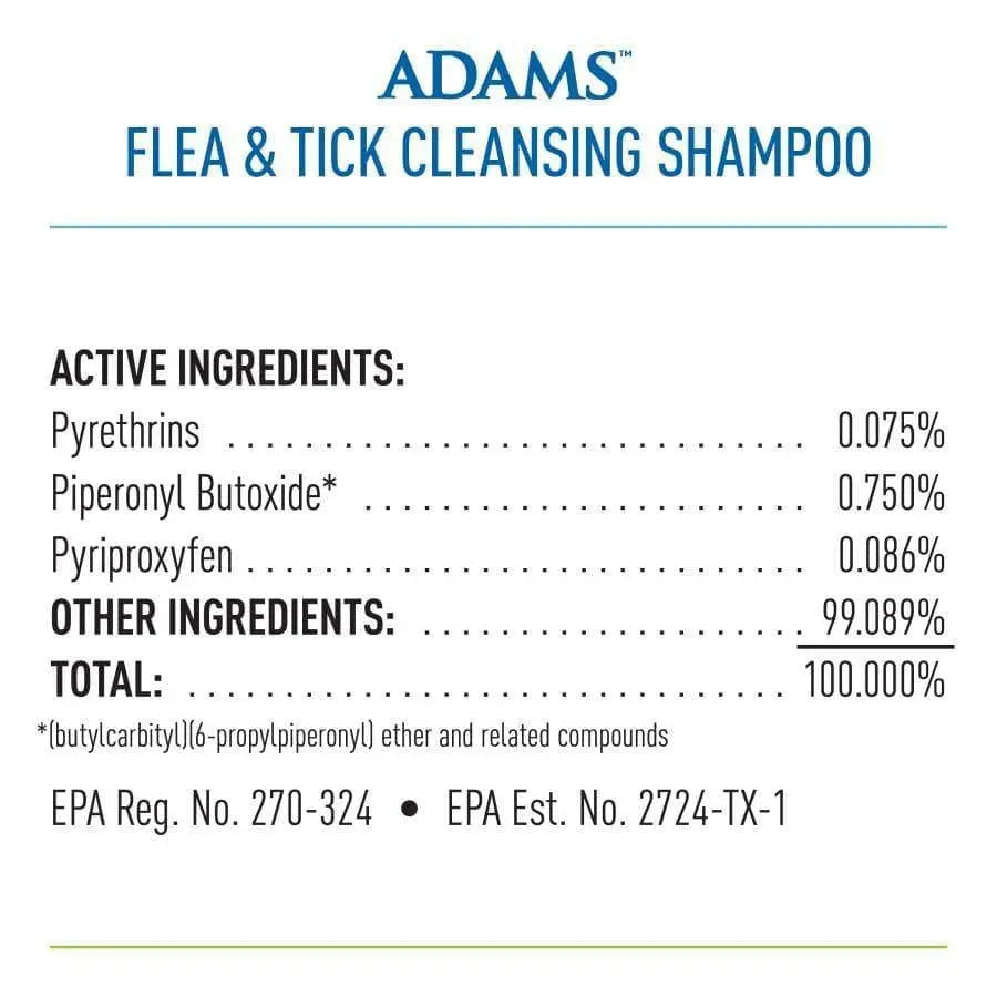 Adams Flea and Tick Cleansing Shampoo for Cats and Dogs 12 oz Adams CPD