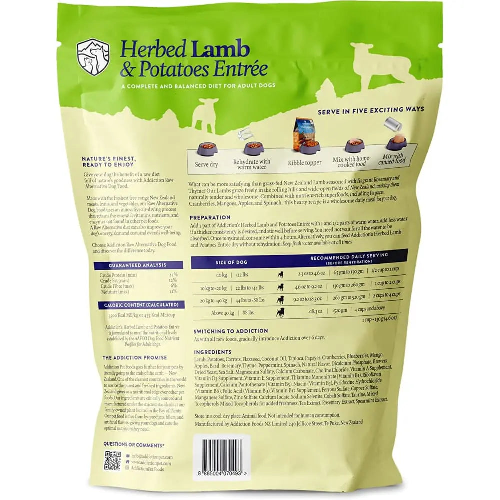 Addiction Herbed Lamb & Potatoes Raw Alternative Dog Food 2 lb Addiction