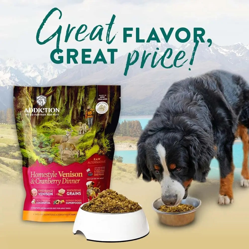 Addiction Homestyle Venison & Cranberry Dinner Raw Alternative Air-Dried Dog Food Addiction