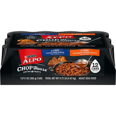 Alpo Chophouse Gourmet Gravy Steak & Chicken Wet Adult Dog Food Variety Pack 12 / 13 oz Purina ALPO