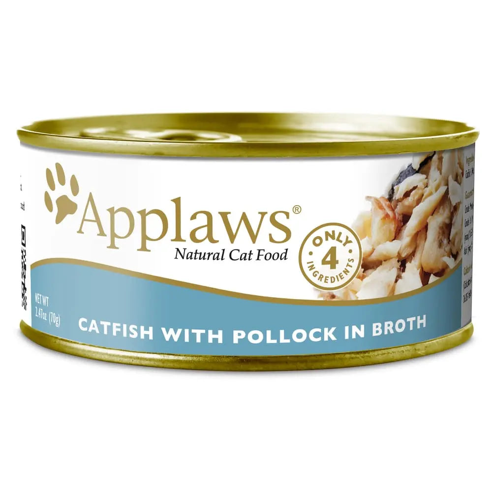 Applaws Natural Wet Cat Food Catfish with Pollock in Broth 2.47oz Can 24/cs Applaws