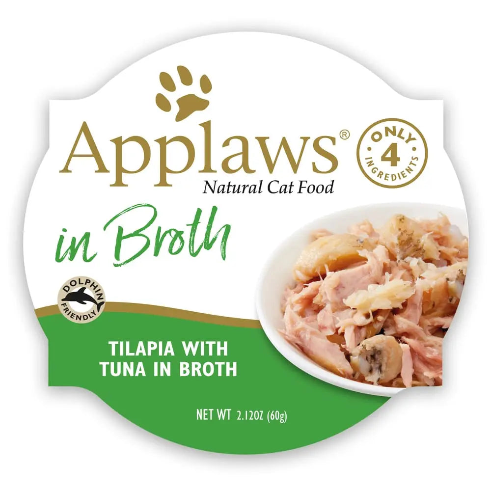 Applaws Natural Wet Cat Food Tilapia with Tuna in Broth 2.12oz Pot 18/cs Applaws