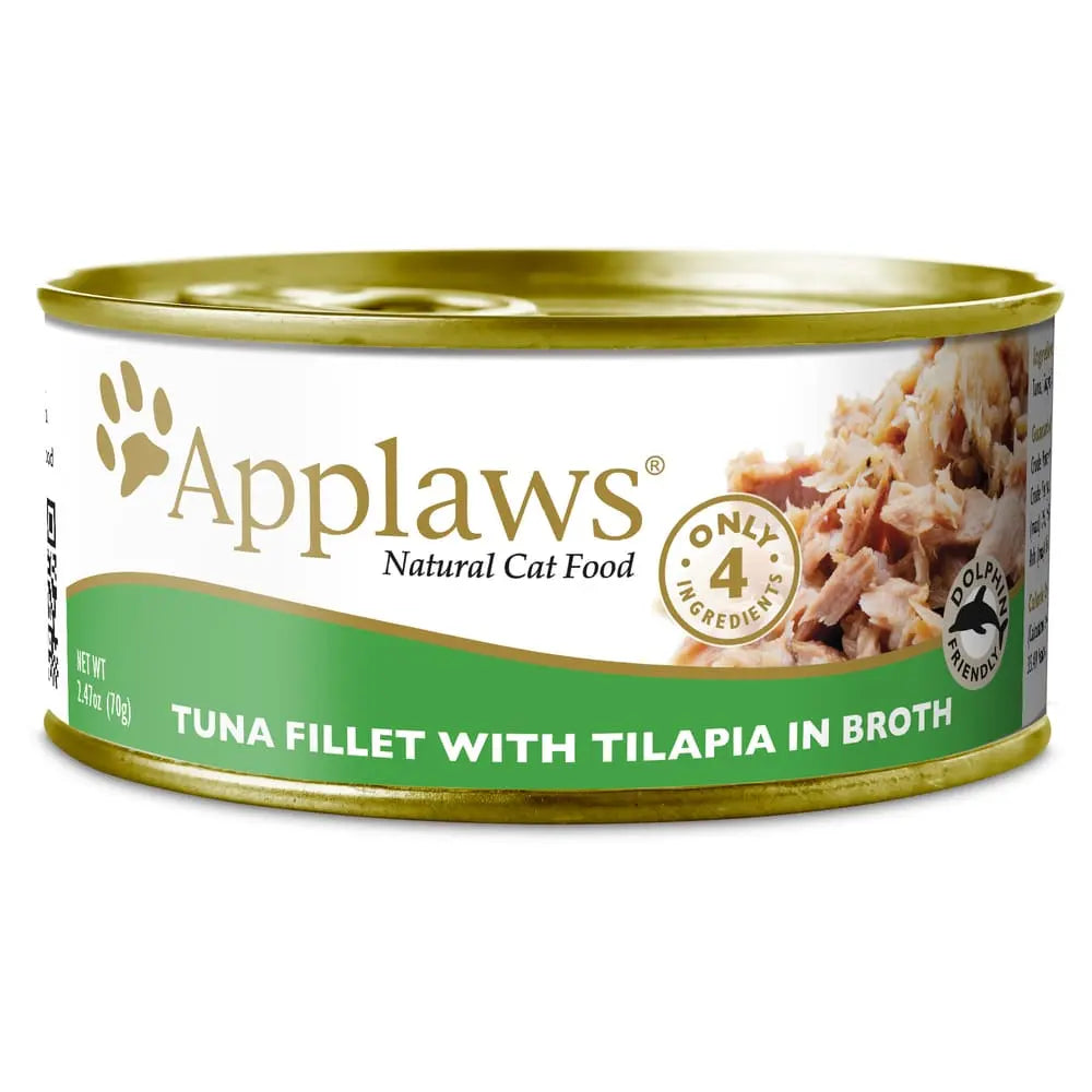 Applaws Natural Wet Cat Food Tuna with Tilapia in Broth 2.47oz Can Applaws