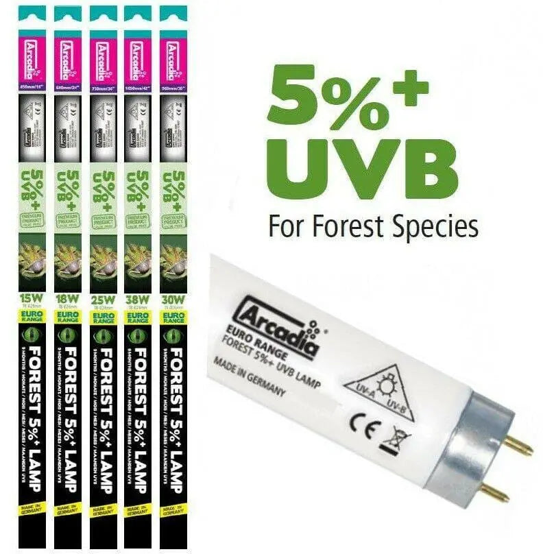 Arcadia Euro Range D3 UVB Reptile Light - 5% (5.0) or 10% (10.0) Vivarium T8 Tube UV Arcadia