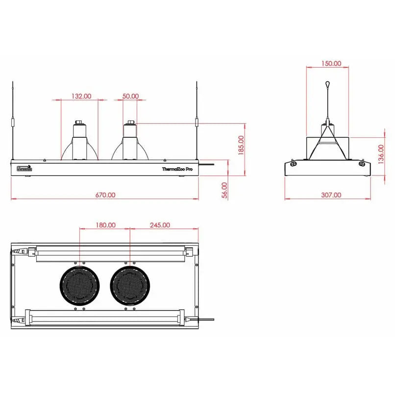 Arcadia ThermalZooPro LED Lighting Heating Luminaire Larger Zoological Enclosure Unit Arcadia