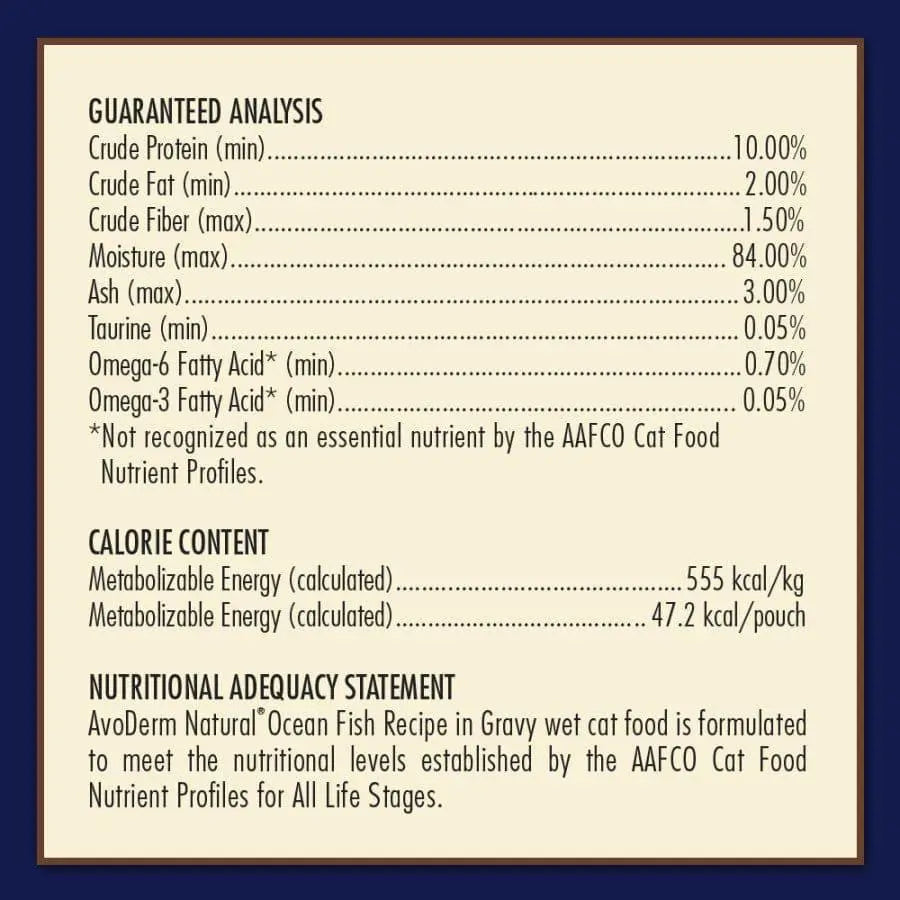 AvoDerm Grain Free Ocean Fis Recipe in Gravy Wet Cat Food Pouch 24ea/3oz AvoDerm CPD