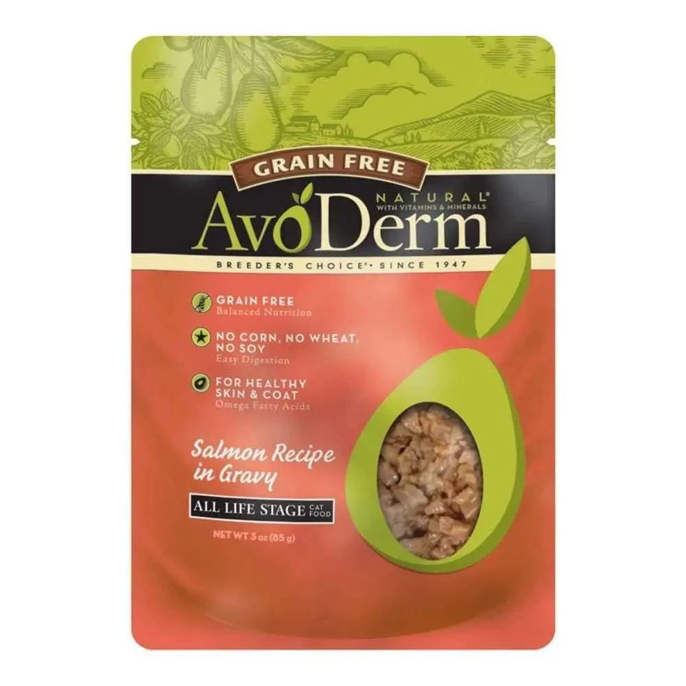 AvoDerm Grain Free Salmon Recipe in Gravy Cat Food Pouch 24ea/3oz AvoDerm CPD