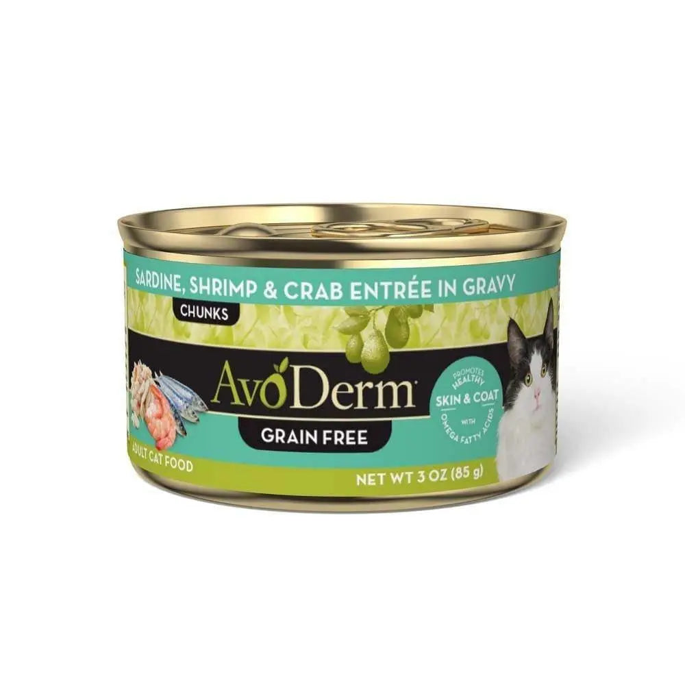 AvoDerm Grain Free Sardine Shrimp & Crab Entree in Gravy Canned Cat Food 24/3oz AvoDerm CPD