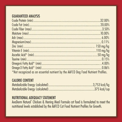 AvoDerm Natural Adult Chicken & Herring Meal Dry Cat Food AvoDerm CPD