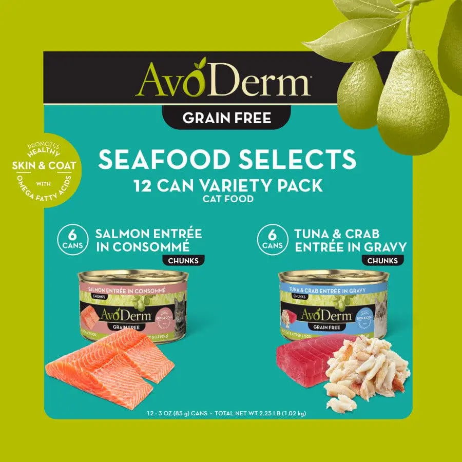 AvoDerm Natural Seafood Selects - Grain Free Wet Canned Cat Food Variety Pack 12ea/12 ct AvoDerm CPD