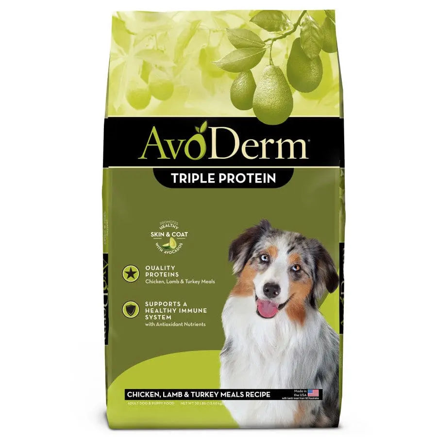 AvoDerm Natural Triple Protein Meal Formula Dry Dog Food 30 lb AvoDerm CPD