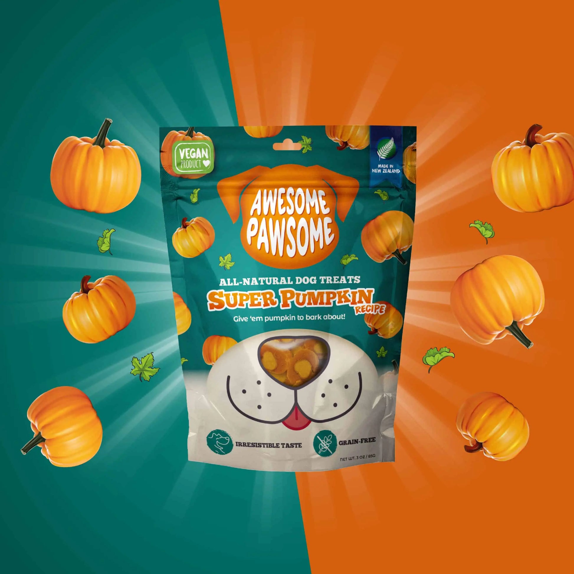 Awesome Pawsome Super Pumpkin Recipe Dog Treats 3oz Awesome Pawsome