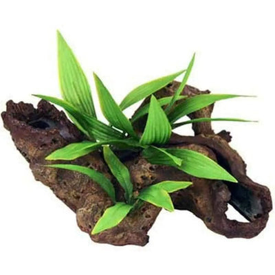 Blue Ribbon Exotic Environments Mopani Wood With Silk Style Plants Blue Ribbon Pet