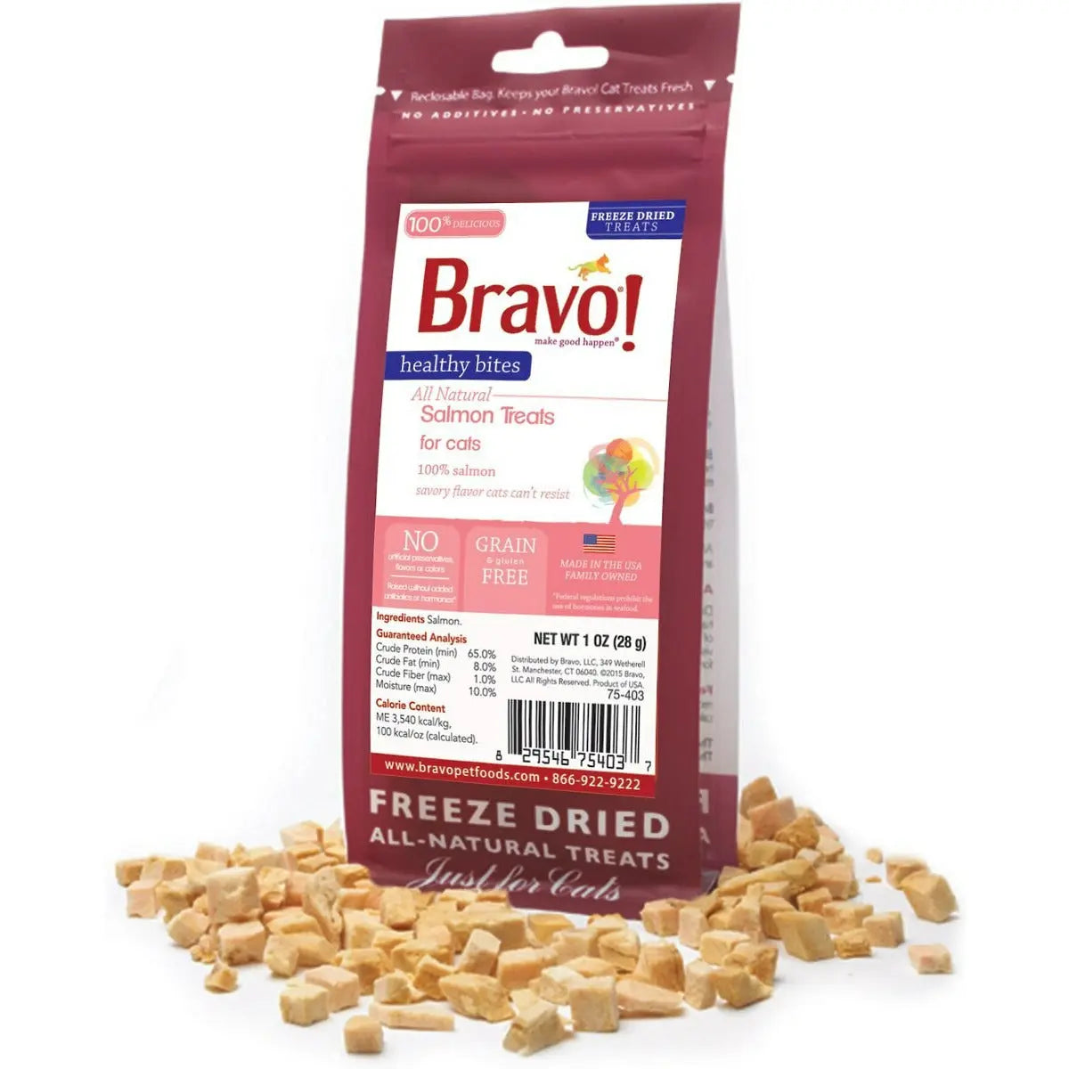 Bravo Healthy Bites Salmon Treats for cats 1oz Bravo