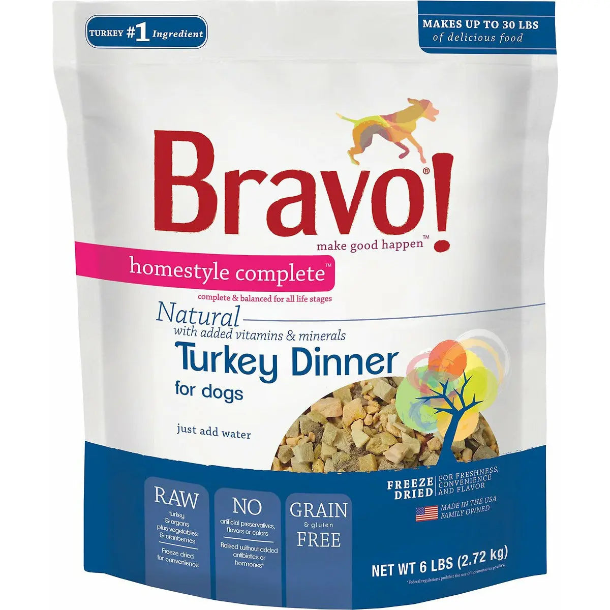 Bravo Homestyle Complete® Natural Turkey Dinner for dogs Bravo