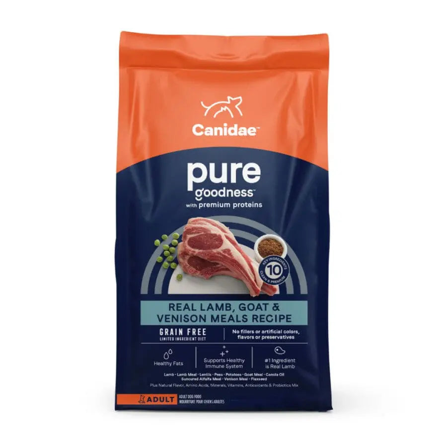 CANIDAE PURE Grain-Free Real Lamb, Goat & Venison Meals Recipe Good Dry Dog Food Canidae CPD