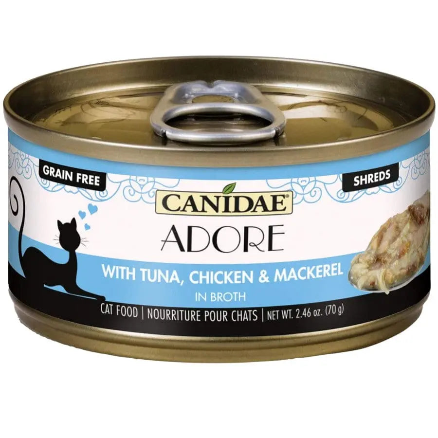 CANIDAE Pure Adore Wet Cat Food Tuna, Chicken & Mackerel in Broth, 24ea/2.46 oz CANIDAE