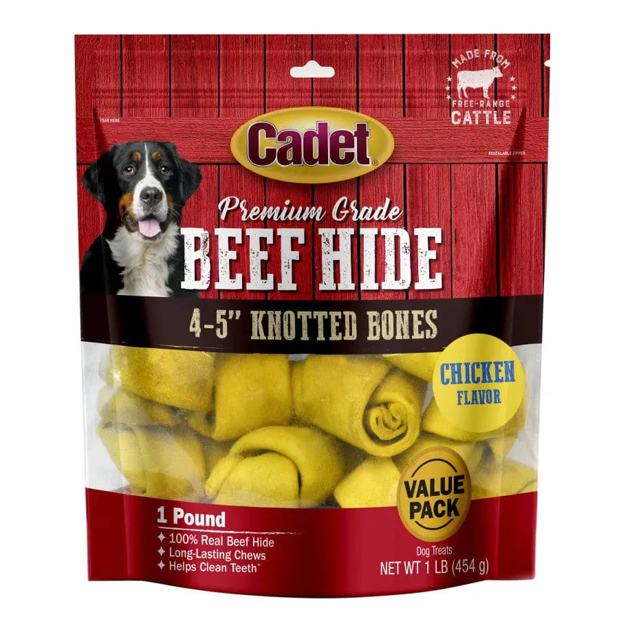 Cadet Beef Hide Knotted Dog Chews 4-5 in, 1 lb Cadet