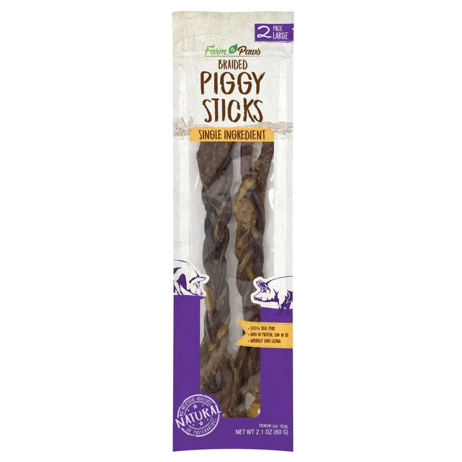 Cadet Farm to Paws Braided Piggy Sticks - Natural Dog Treats Cadet