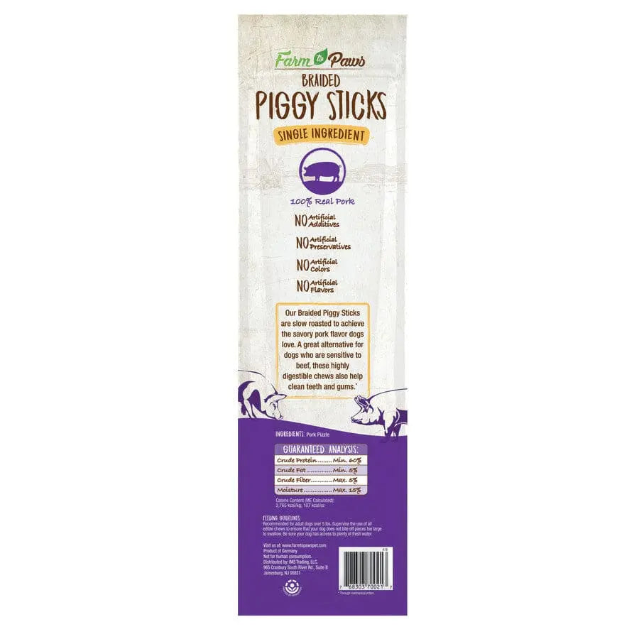 Cadet Farm to Paws Braided Piggy Sticks - Natural Dog Treats Cadet