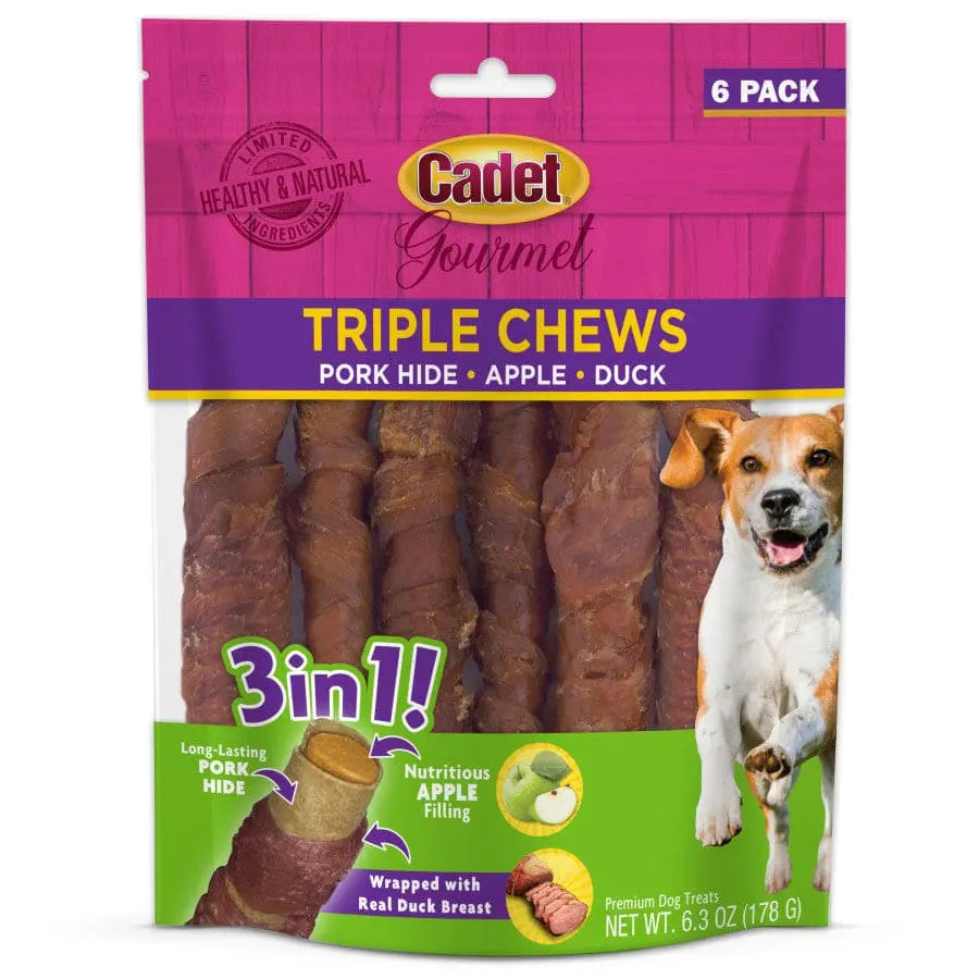 Cadet Gourmet Triple Chews Pork Hide Twists Cadet