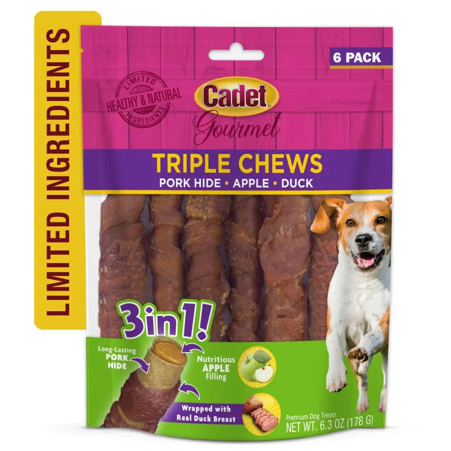 Cadet Gourmet Triple Chews Pork Hide Twists Cadet