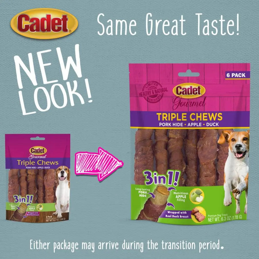 Cadet Gourmet Triple Chews Pork Hide Twists Cadet