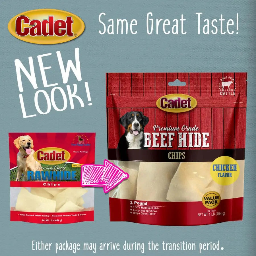 Cadet Premium Grade Beef Hide Chips for Dogs Chips 1 lb Cadet