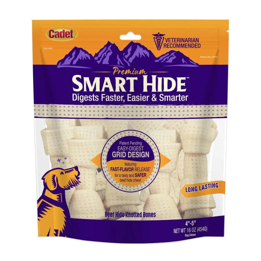 Cadet Smart Hide Easily Digestible Rawhide Knotted Bone for Dogs Cadet