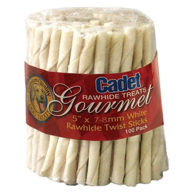 Cadet® White Rawhide Twist Sticks Dog Treats 5 Inch X 7-8 MM X 100 Count Cadet®