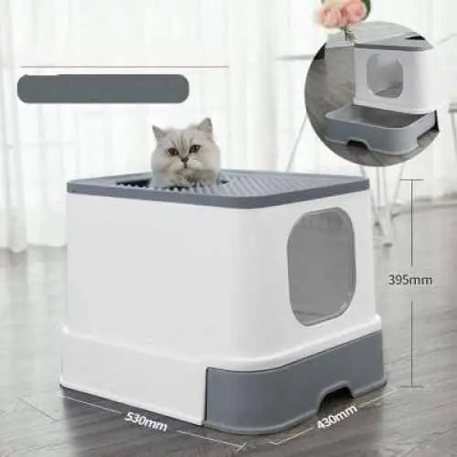 Cat Litter Box Top Entry Litter Box Cat Sandbox Large Capacity Toilet Style Tray Talis Us