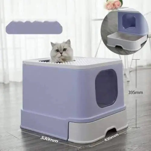 Cat Litter Box Top Entry Litter Box Cat Sandbox Large Capacity Toilet Style Tray Talis Us