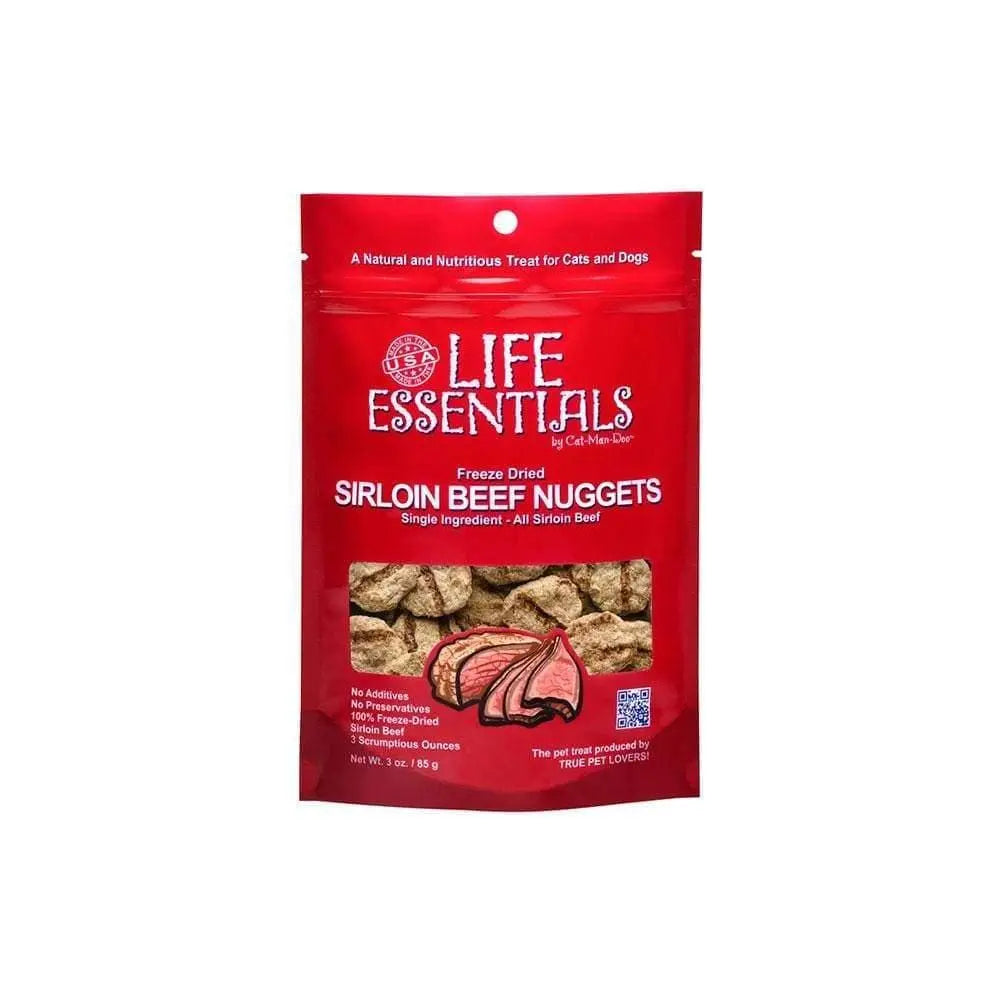 Cat-Man-Doo Life Essentials Freeze Dried Sirloin Beef Nugget for Cat & Dog 3 Oz Cat-Man-Doo