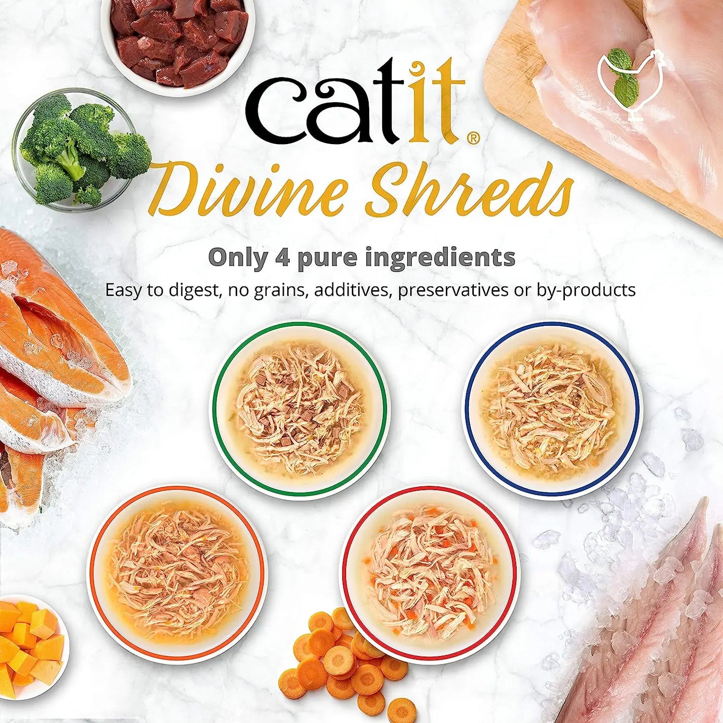 Catit Divine Shreds Chicken with Tuna and Carrot CatIt