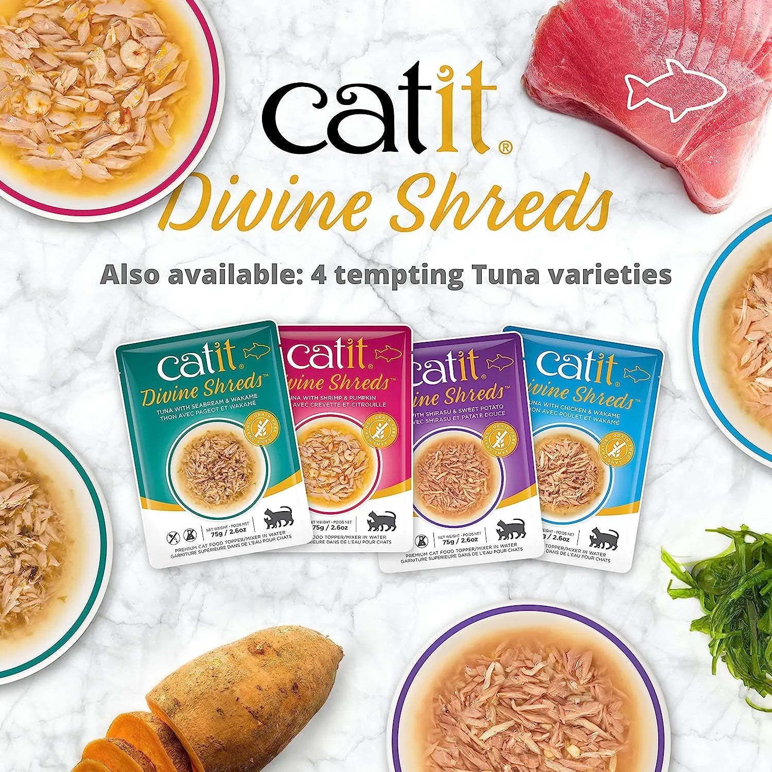 Catit Divine Shreds Tuna with Shrimp and Pumpkin CatIt