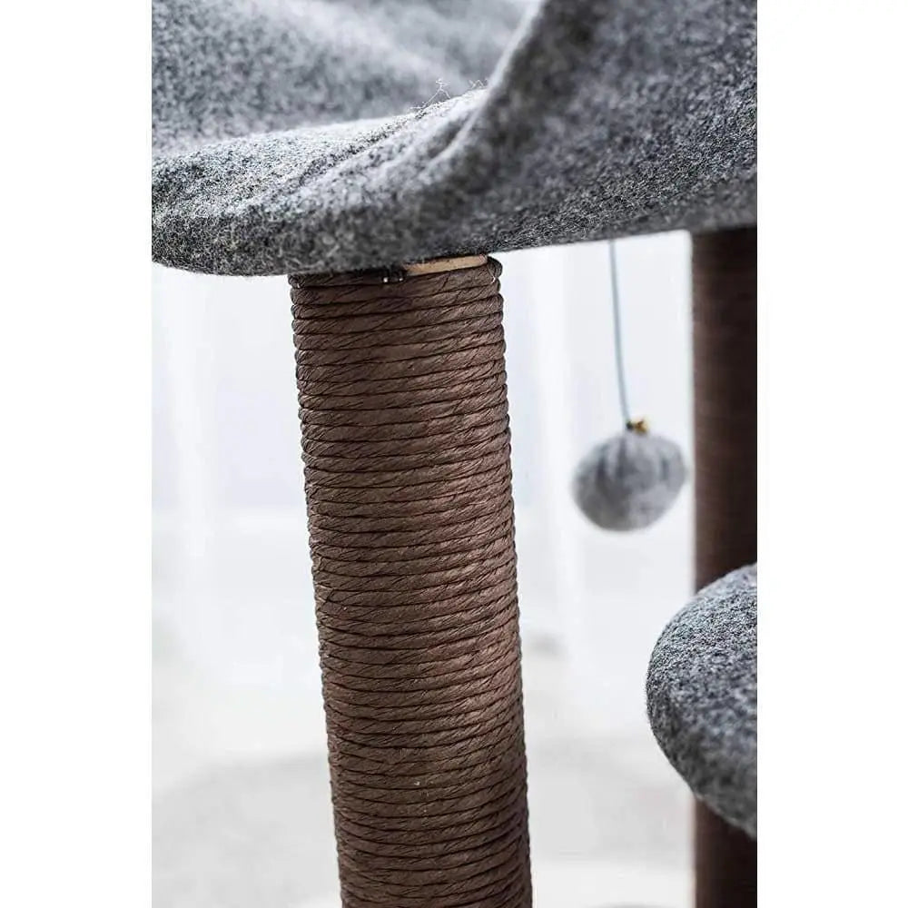 Catry, Cat Tree Cat Tower for Cat Activity with Scratching Post Paper Rope Toy Ball, Felt, Gray PetPals Group