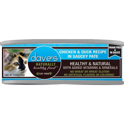 Dave's Pet Food Saucey Pate Grain Free Wet Cat Food 5.5oz can case of 24 Dave's Pet Food