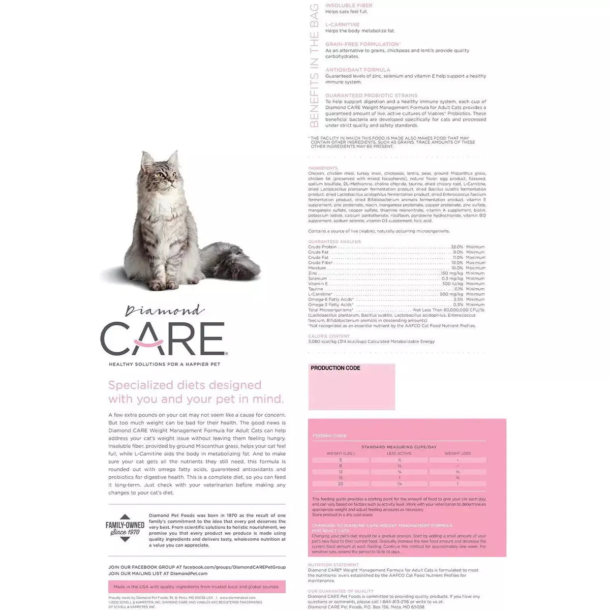 Diamond Care Grain-free Weight Management Formula Adult Dry Cat Food Diamond Care