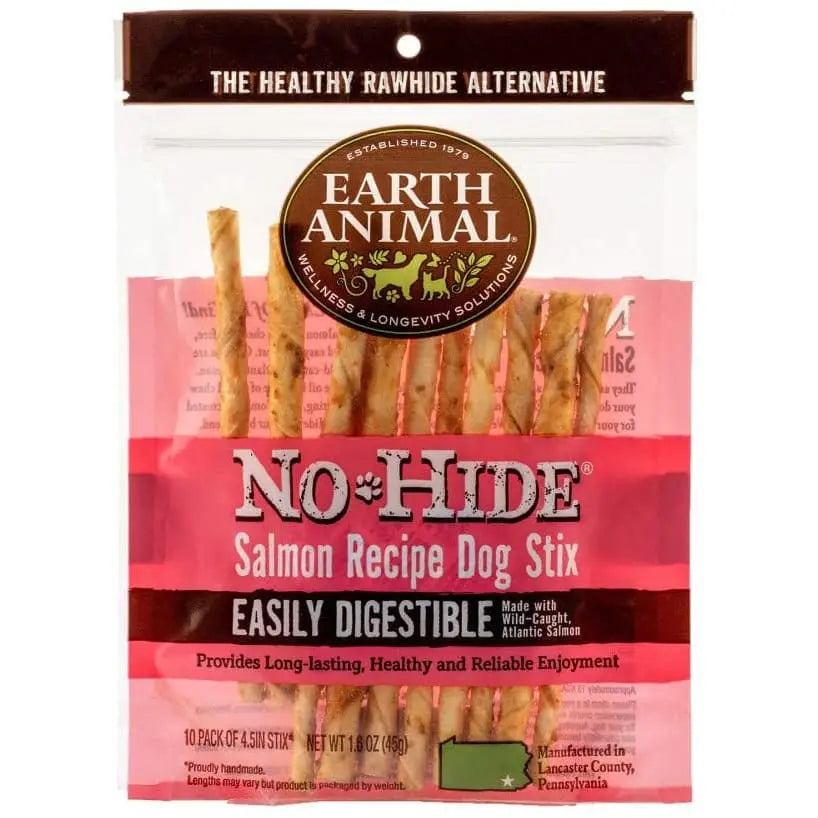 Earth Animal No Hide Salmon Chews Dog Treats, 10 Pack Earth Animal