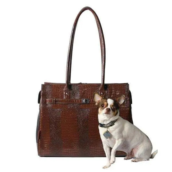 Embossed Patent Croco Monaco Tote in Chocolate bark n bag®WP