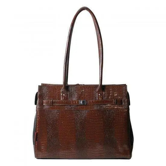 Embossed Patent Croco Monaco Tote in Chocolate bark n bag®WP