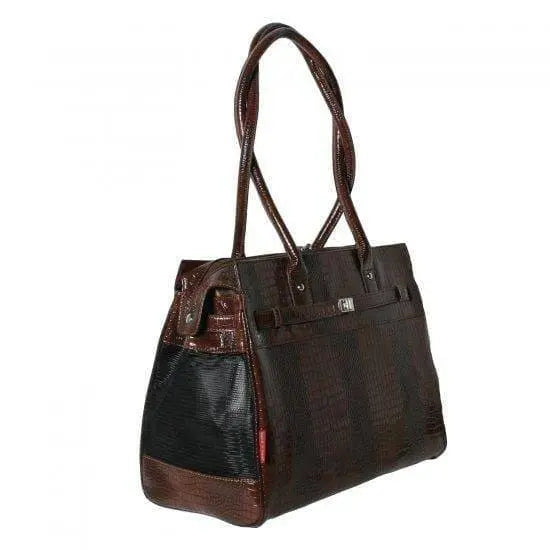 Embossed Patent Croco Monaco Tote in Chocolate bark n bag®WP